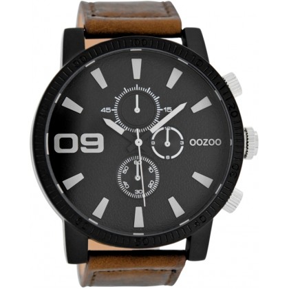 OOZOO Timepieces 50mm Dark Brown Leather Strap C7492